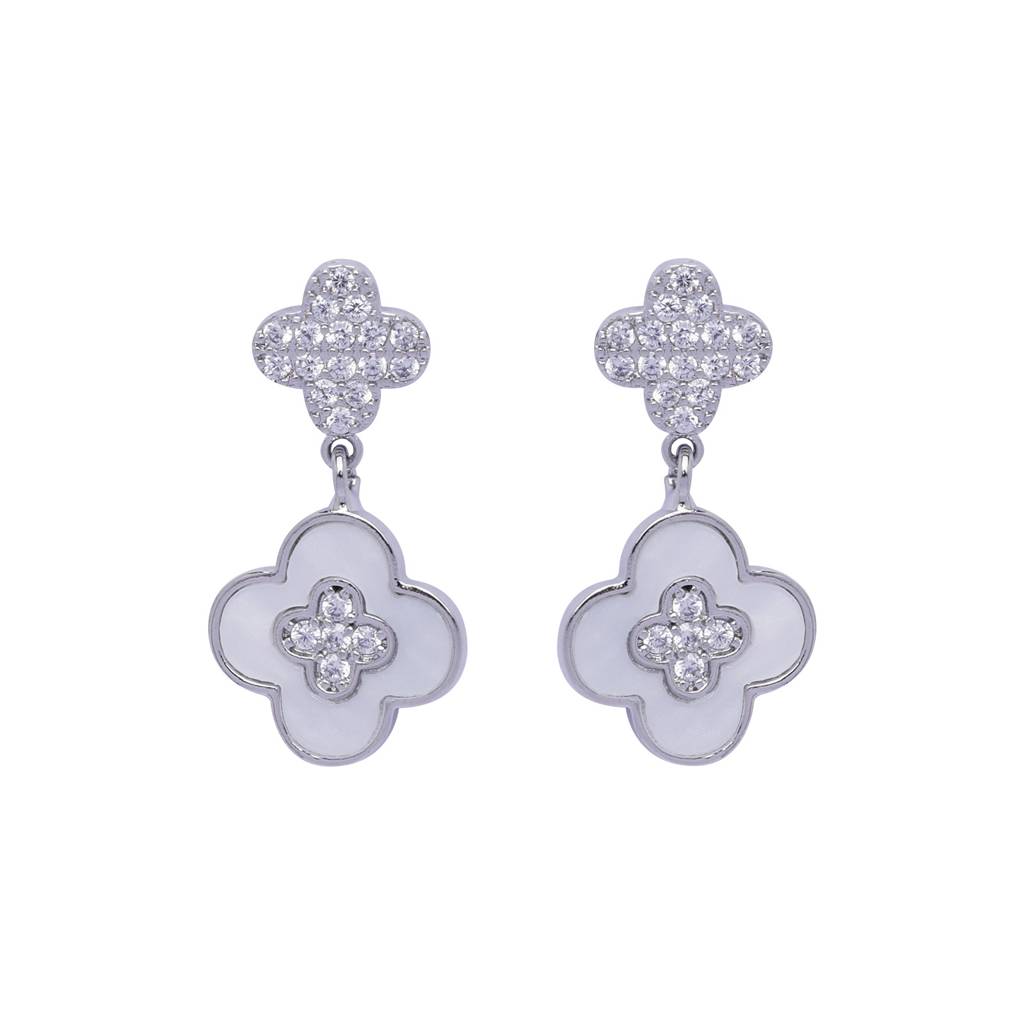Petal Bloom 18K Gold Plated Earrings : SleekDropEarrings(Rhodium)
