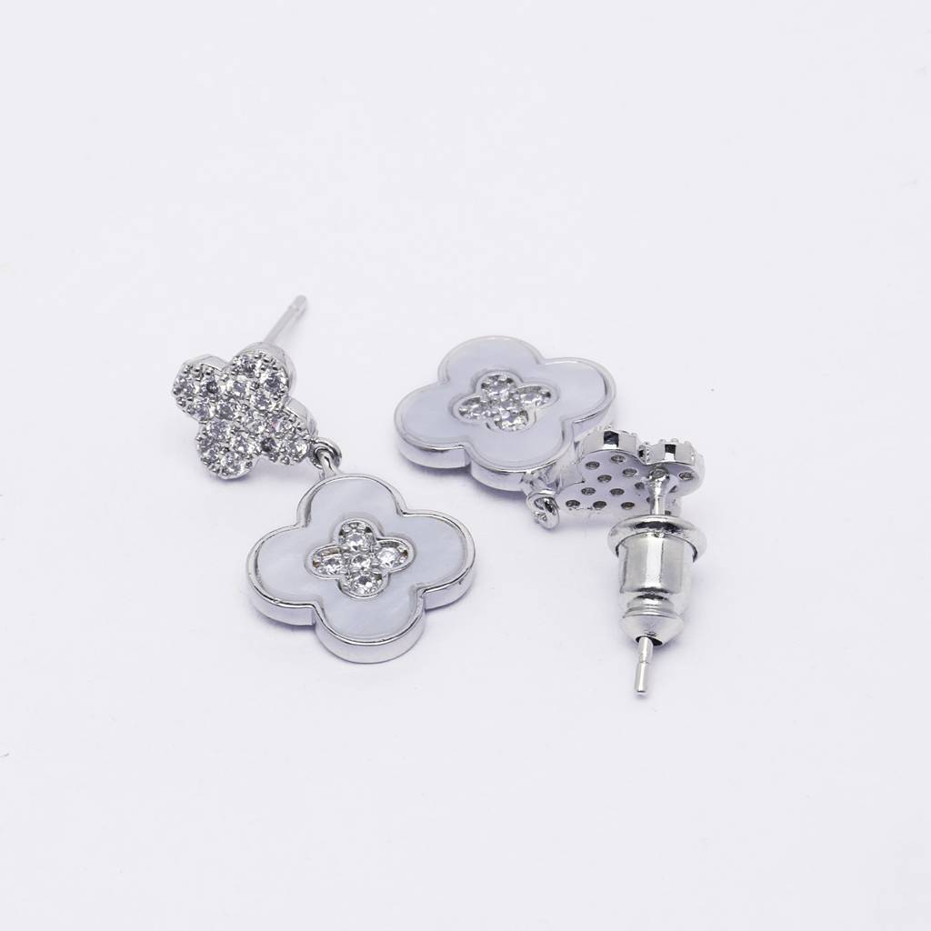 Petal Bloom 18K Gold Plated Earrings : SleekDropEarrings(Rhodium)