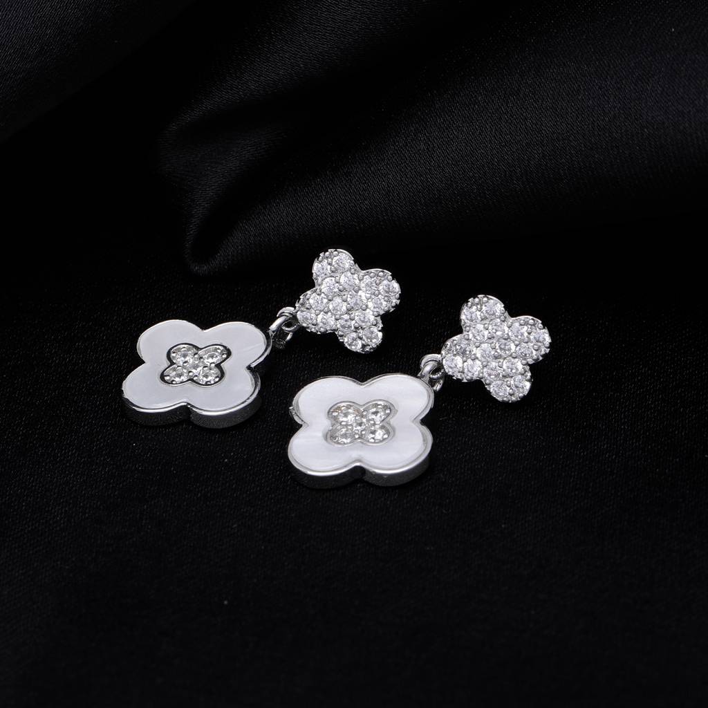 Petal Bloom 18K Gold Plated Earrings : SleekDropEarrings(Rhodium)