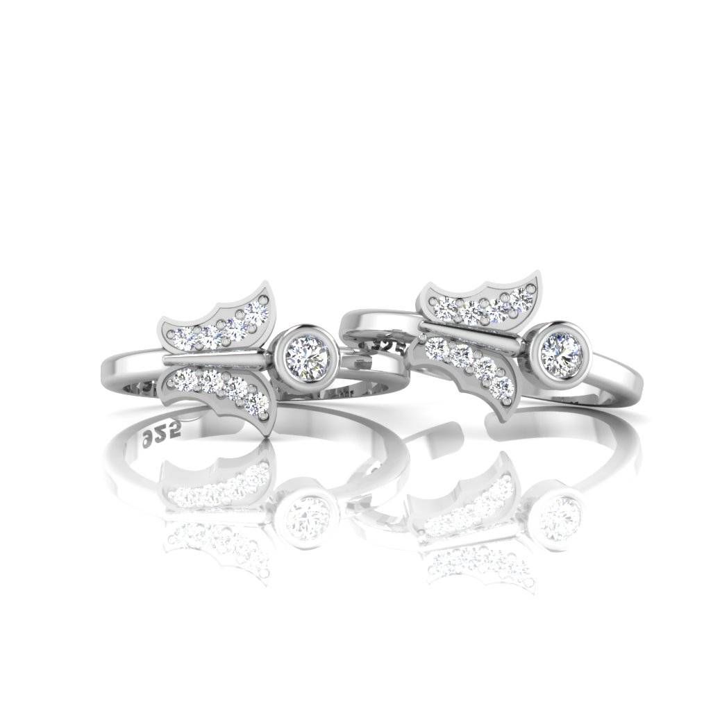 Iski Uski 925 Sterling Silver Butterfly Cz Toe Rings