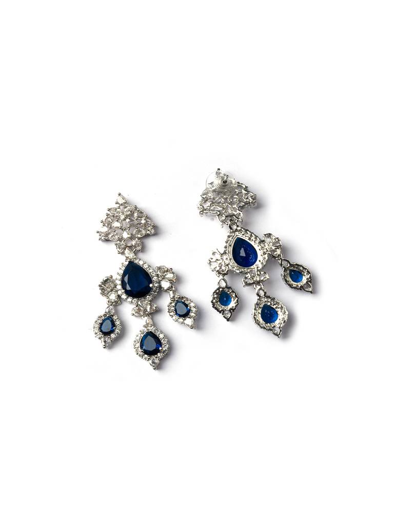 Silver-Plated Luxurious Ad Waterfall Earrings : ADEarrings15Blue