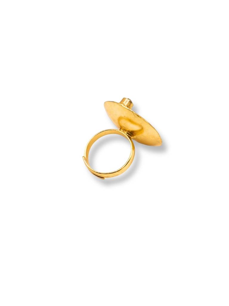 Kamakshi Adjustable Brass Ring For Women 18K Gold Plated Handmade : BJV056