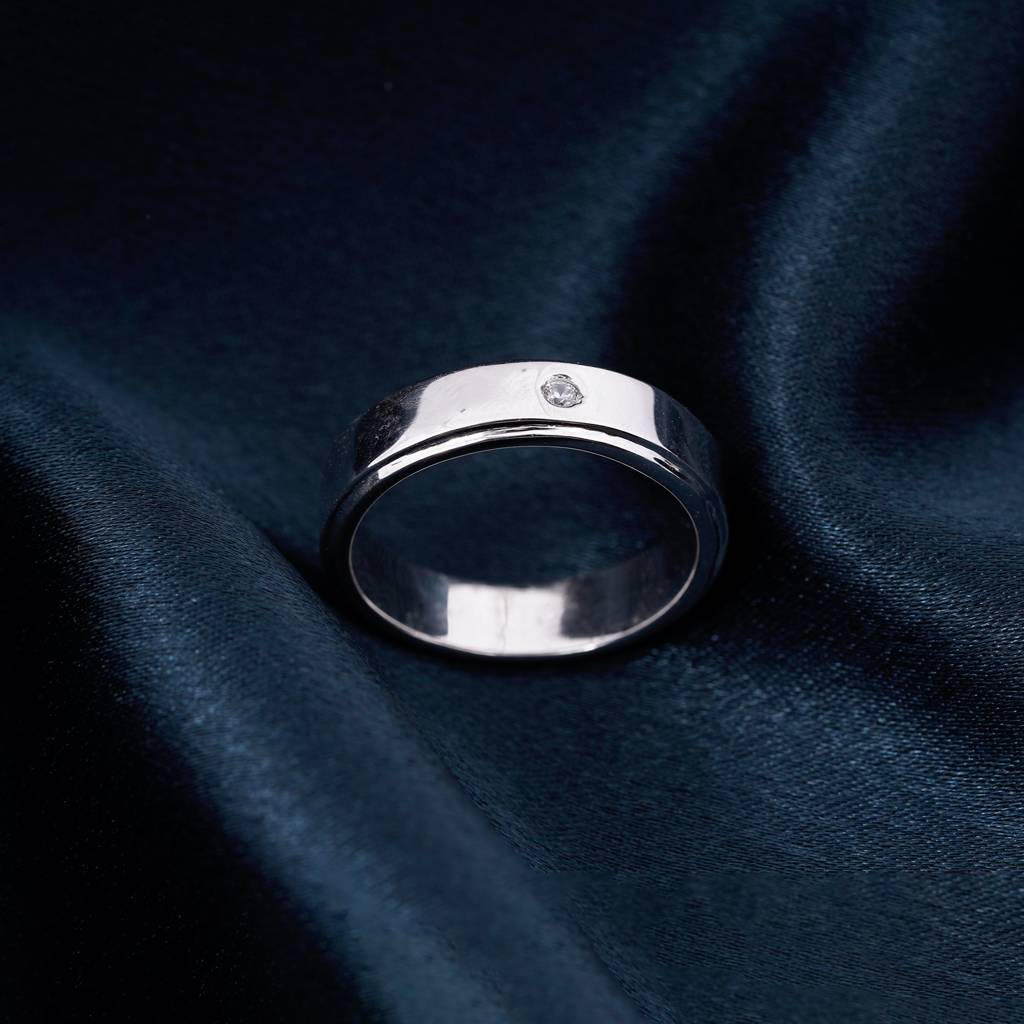 Silver Zircon Men'S Band : ZLR-1030
