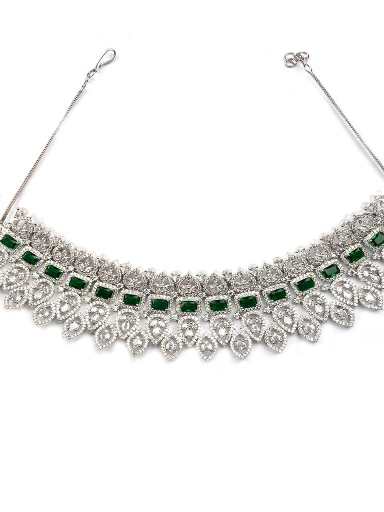 Luxurious Green Cz Ad Bridal Necklace Set : AD130Green