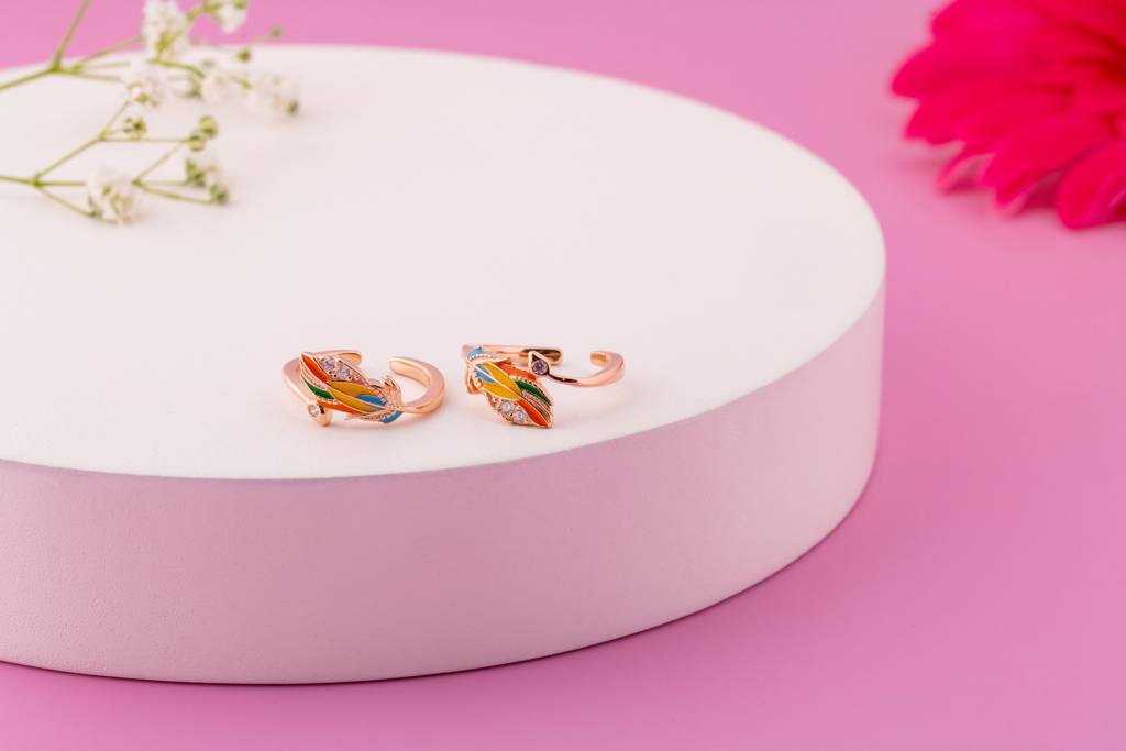 Rainbow Feather 92.5 Silver Toe Rings : SKU1123