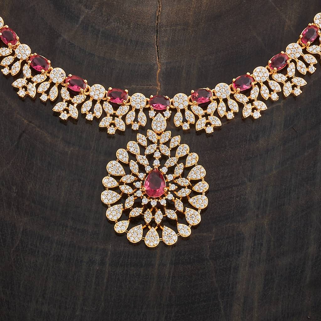 Kushal'S Fashion Jewellery Ruby Gold-Plated Party Zircon Jewellery Set - 409533 : 409533