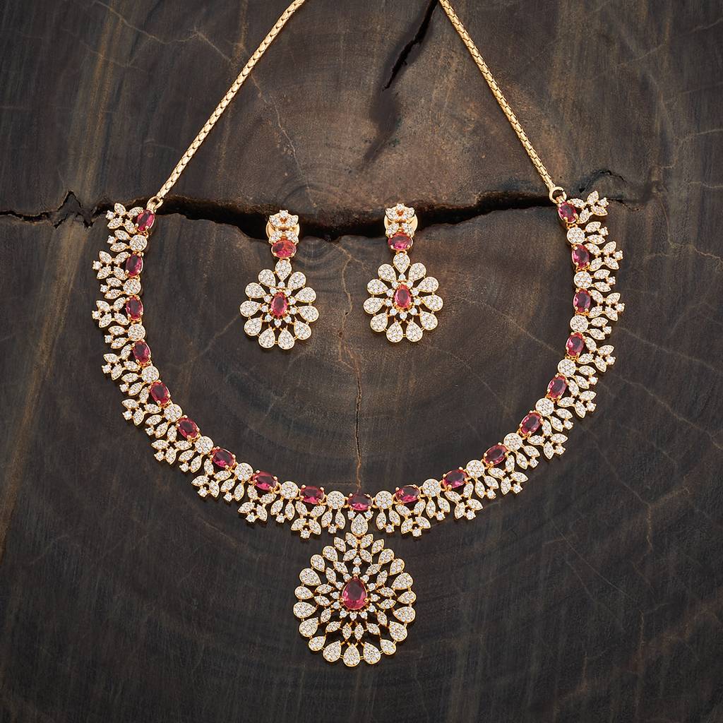 Kushal'S Fashion Jewellery Ruby Gold-Plated Party Zircon Jewellery Set - 409533 : 409533