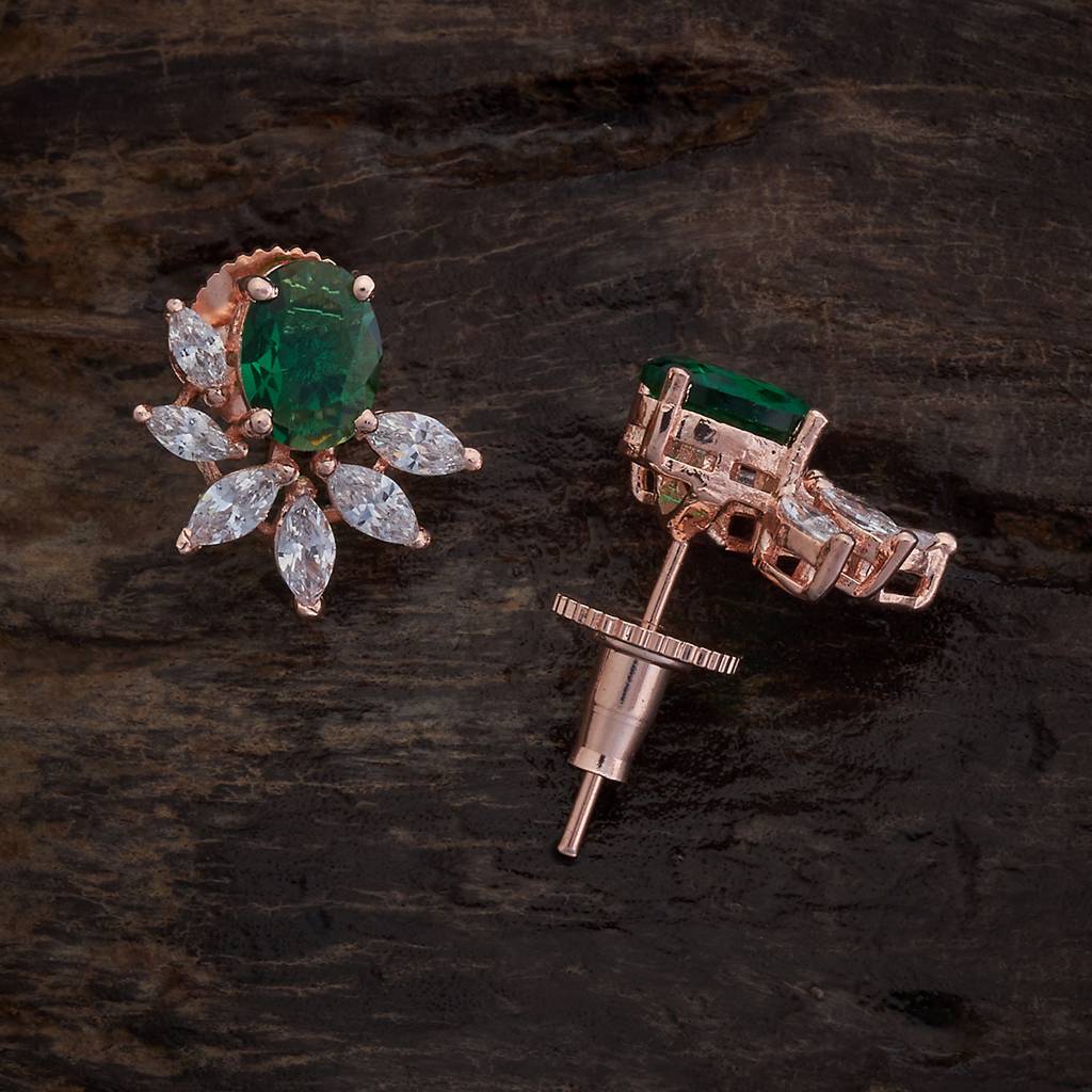 Kushal'S Fashion Jewellery Rose Gold Plated Cubic Zirconia Classic Studs - 410092 : 410092