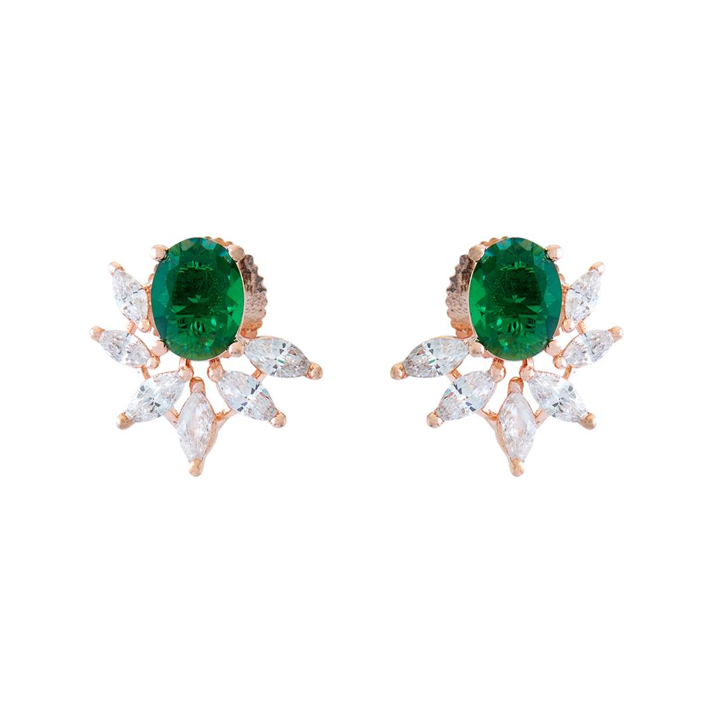 Kushal'S Fashion Jewellery Rose Gold Plated Cubic Zirconia Classic Studs - 410092 : 410092