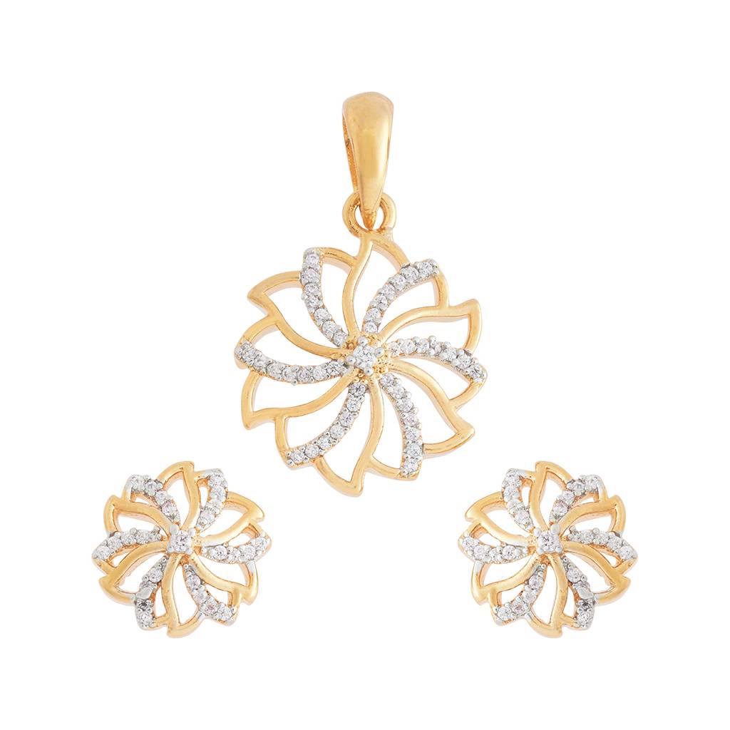 Kushal'S Fashion Jewellery White Rhodium-Plated Party Zircon Pendant Set - 411117 : 411117