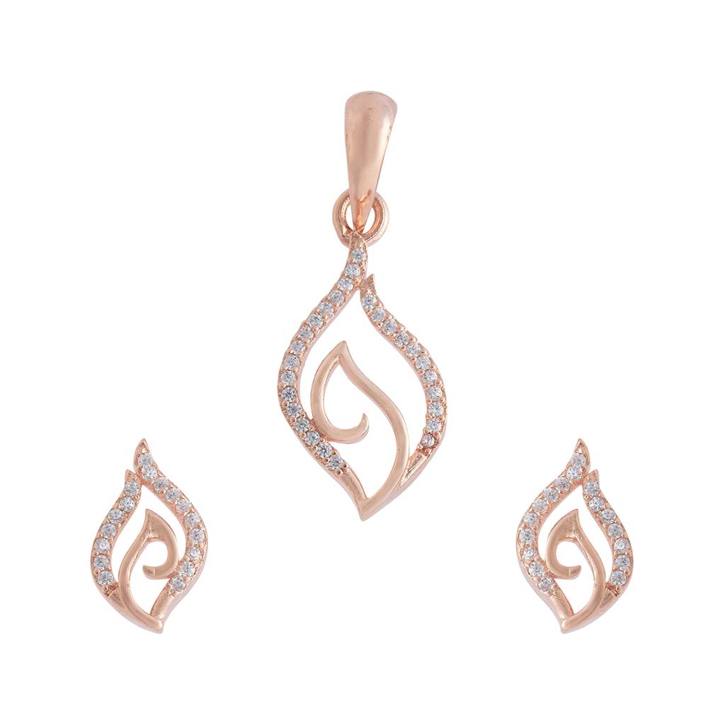 Kushal'S Fashion Jewellery White Party Zircon Pendant Set - 170658 : 411125