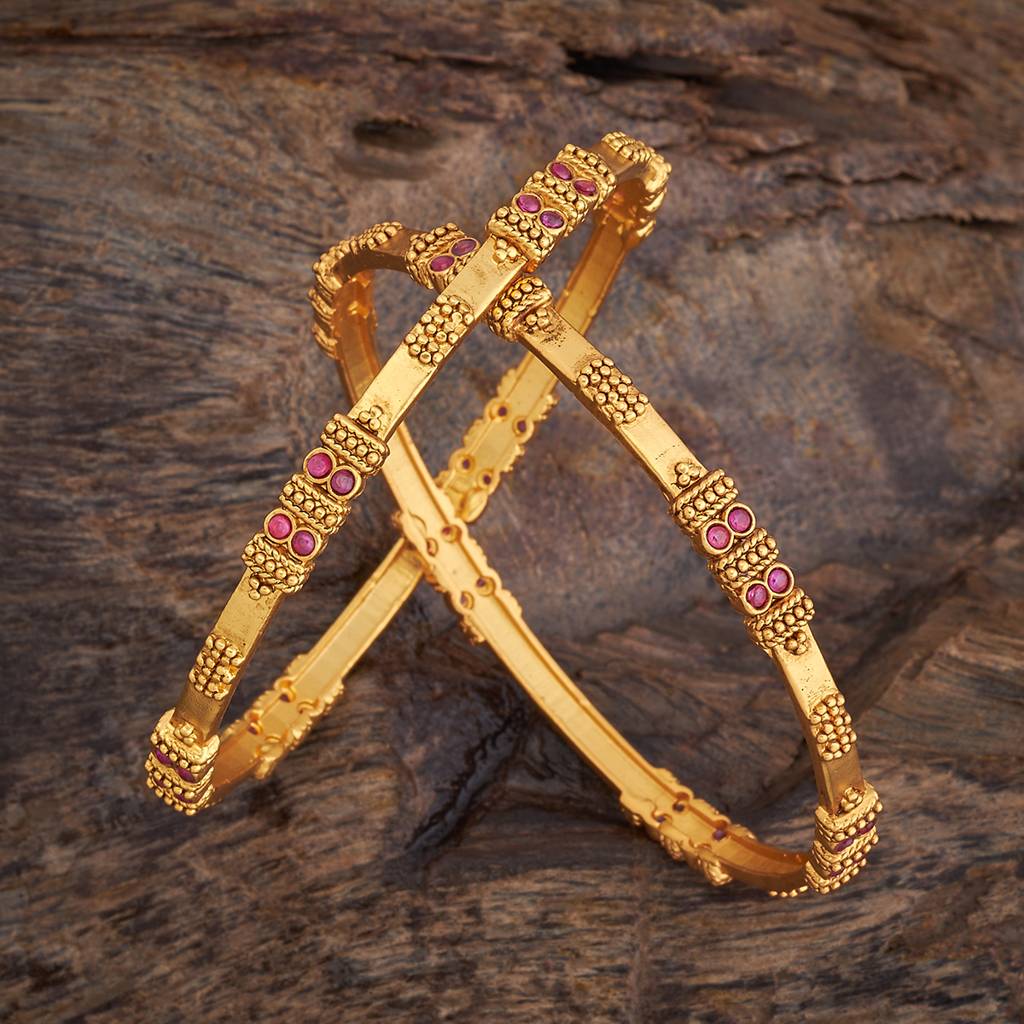 Kushal'S Fashion Jewellery Gold-Plated Ethnic Antique Bangle - 170790 : 411487