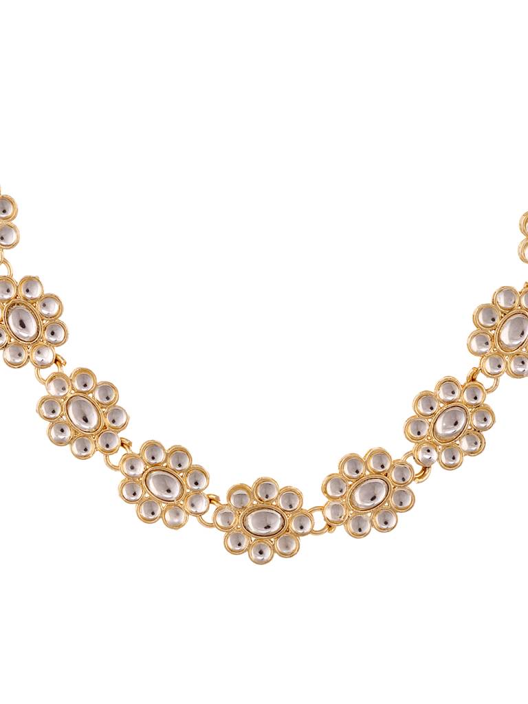 Gold Plated Kundan Studded Floral Designer Head Band : SJMP1710