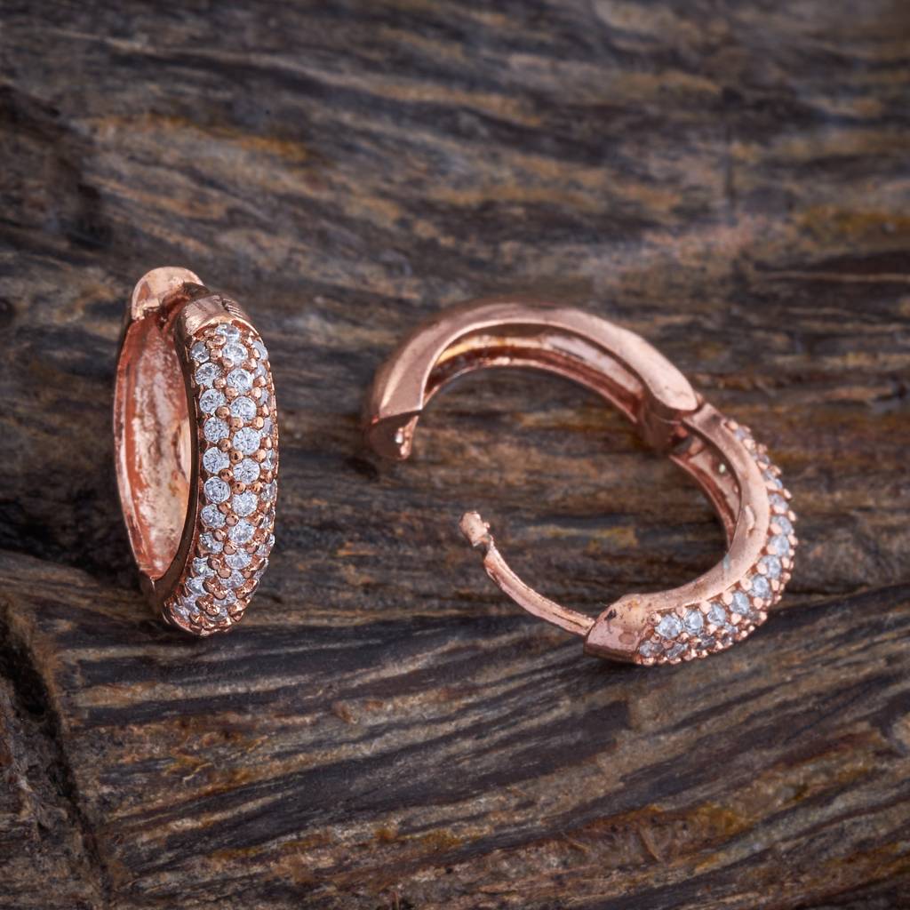 Kushal'S Fashion Jewellery White Rose Gold-Plated Party Zircon Bali - 412648 : 412648