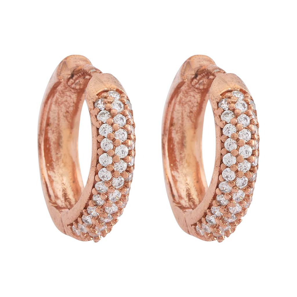 Kushal'S Fashion Jewellery White Rose Gold-Plated Party Zircon Bali - 412648 : 412648