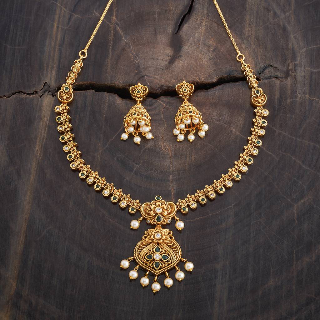 Kushal'S Fashion Jewellery Gold-Plated Ethnic Antique Jewellery Set - 172721 : 413242