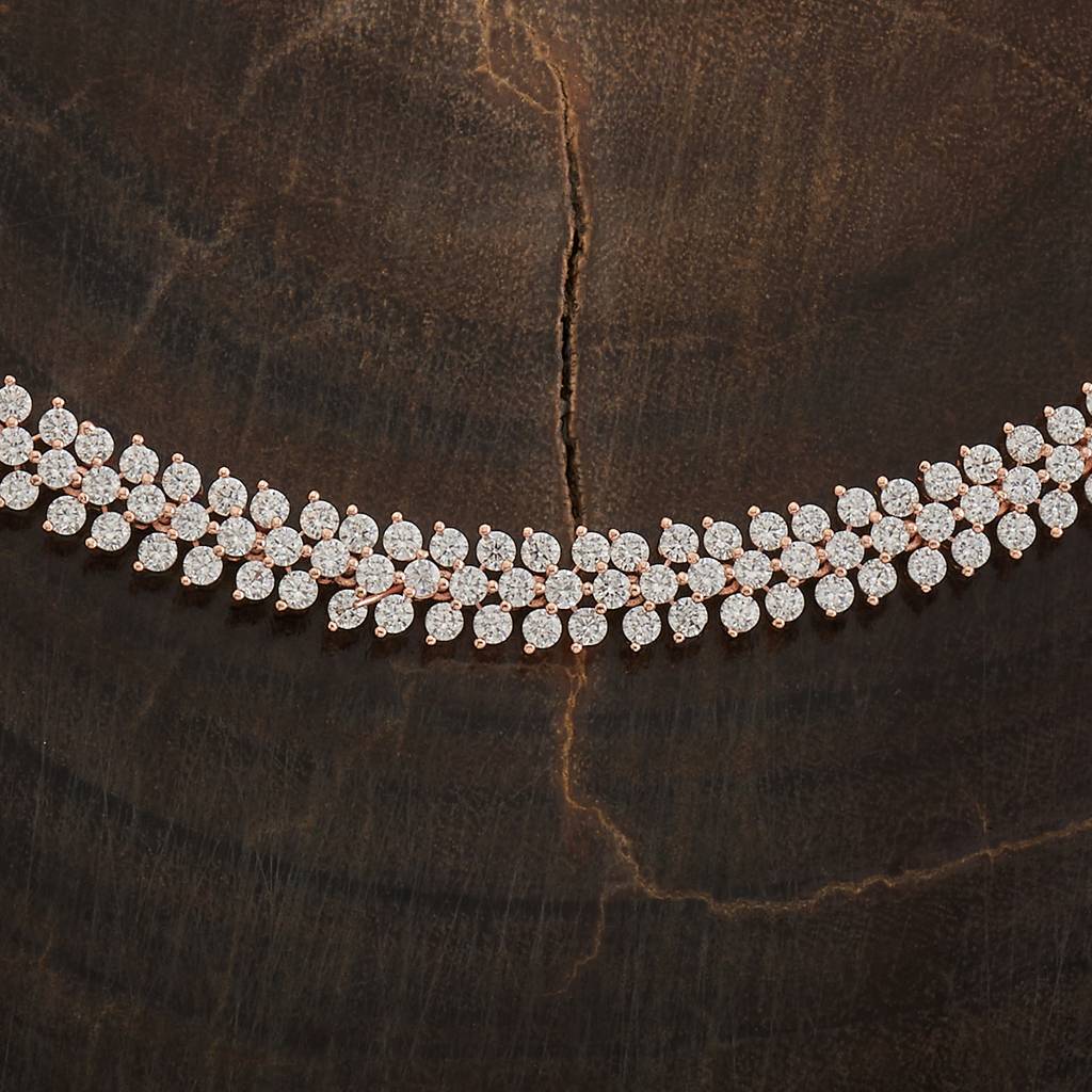 Kushal'S Fashion Jewellery Rose Gold-Plated Cubic Zirconia Studded Jewellery Set - 413282 : 413282