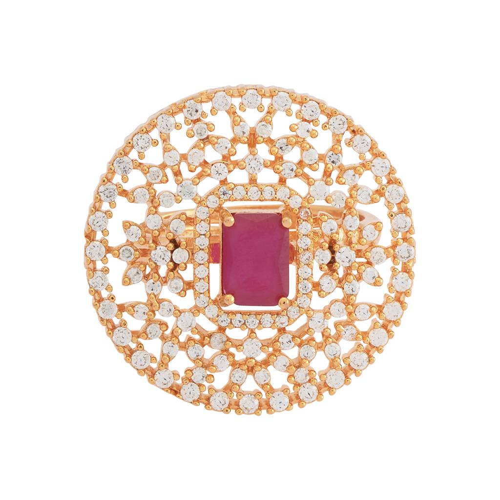 Kushal'S Fashion Jewellery Gold-Plated Party Zircon Finger Ring - 173111 : 415691