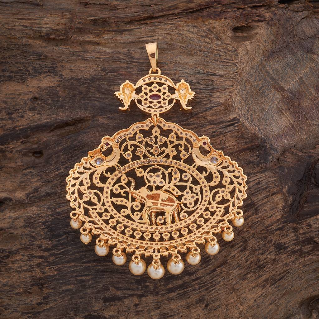Kushal'S Fashion Jewellery Ruby Gold-Plated Party Zircon Pendant - 415875 : 415875