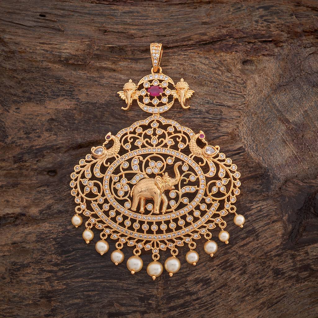Kushal'S Fashion Jewellery Ruby Gold-Plated Party Zircon Pendant - 415875 : 415875