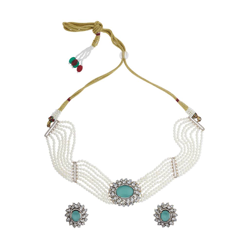 Kushal'S Fashion Jewellery Cubic Zirconia Layered Jewellery Set : 416058