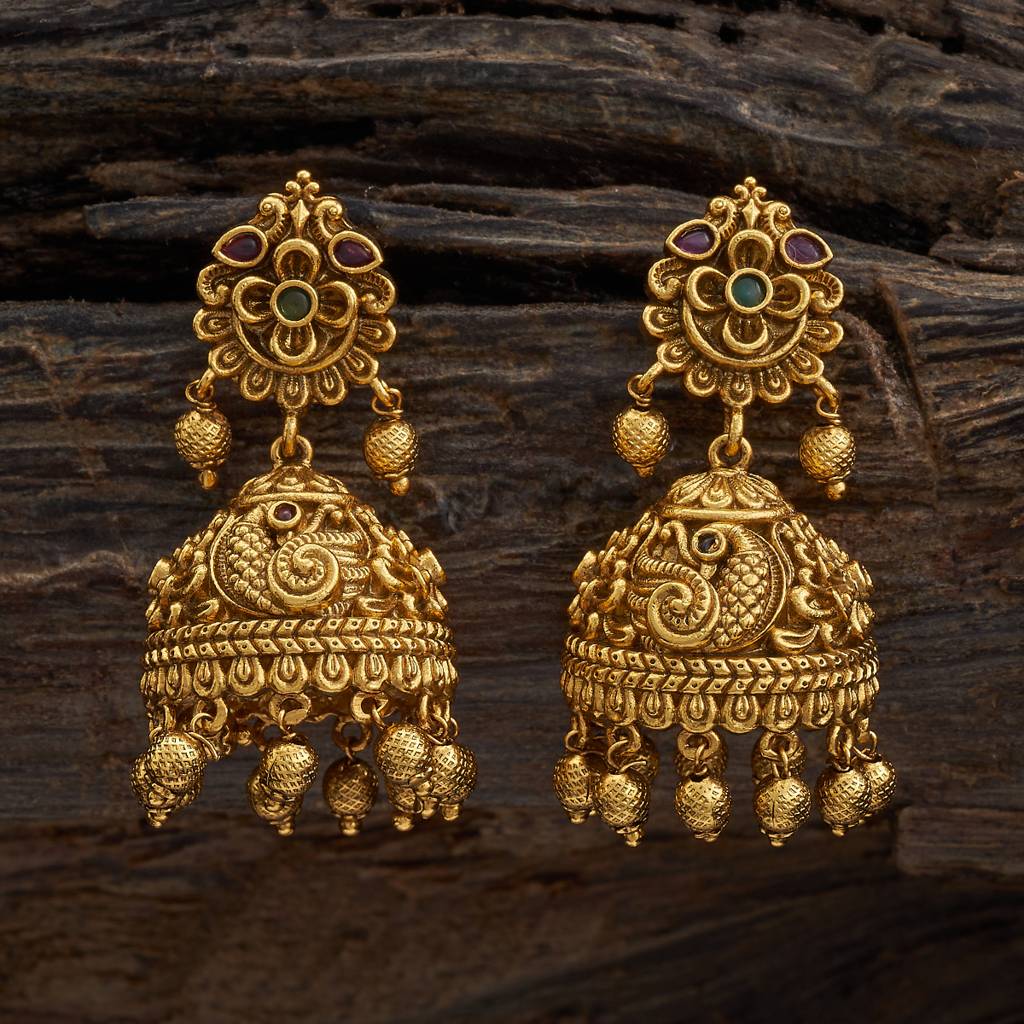 Kushal'S Fashion Jewellery Gold-Plated Artificial Stones Diamond Shaped Drop Earrings - 416105 : 416105