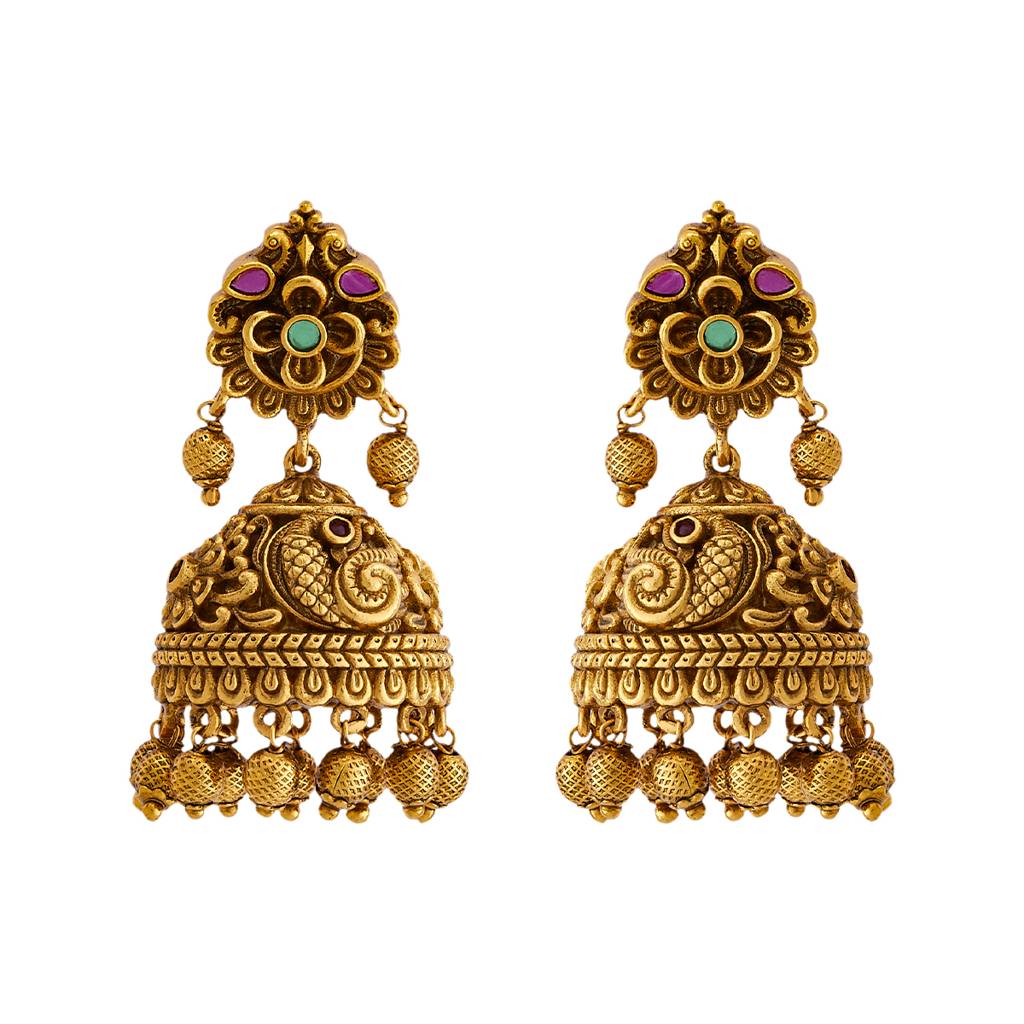 Kushal'S Fashion Jewellery Gold-Plated Artificial Stones Diamond Shaped Drop Earrings - 416105 : 416105