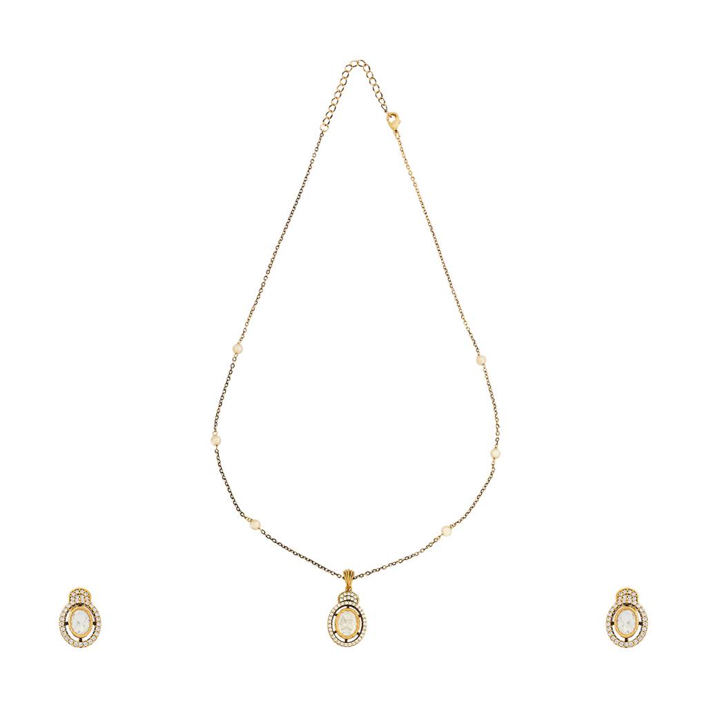 Kushal'S Fashion Jewellery Kundan Stone Studded Jewellery Set - 416270 : 416270