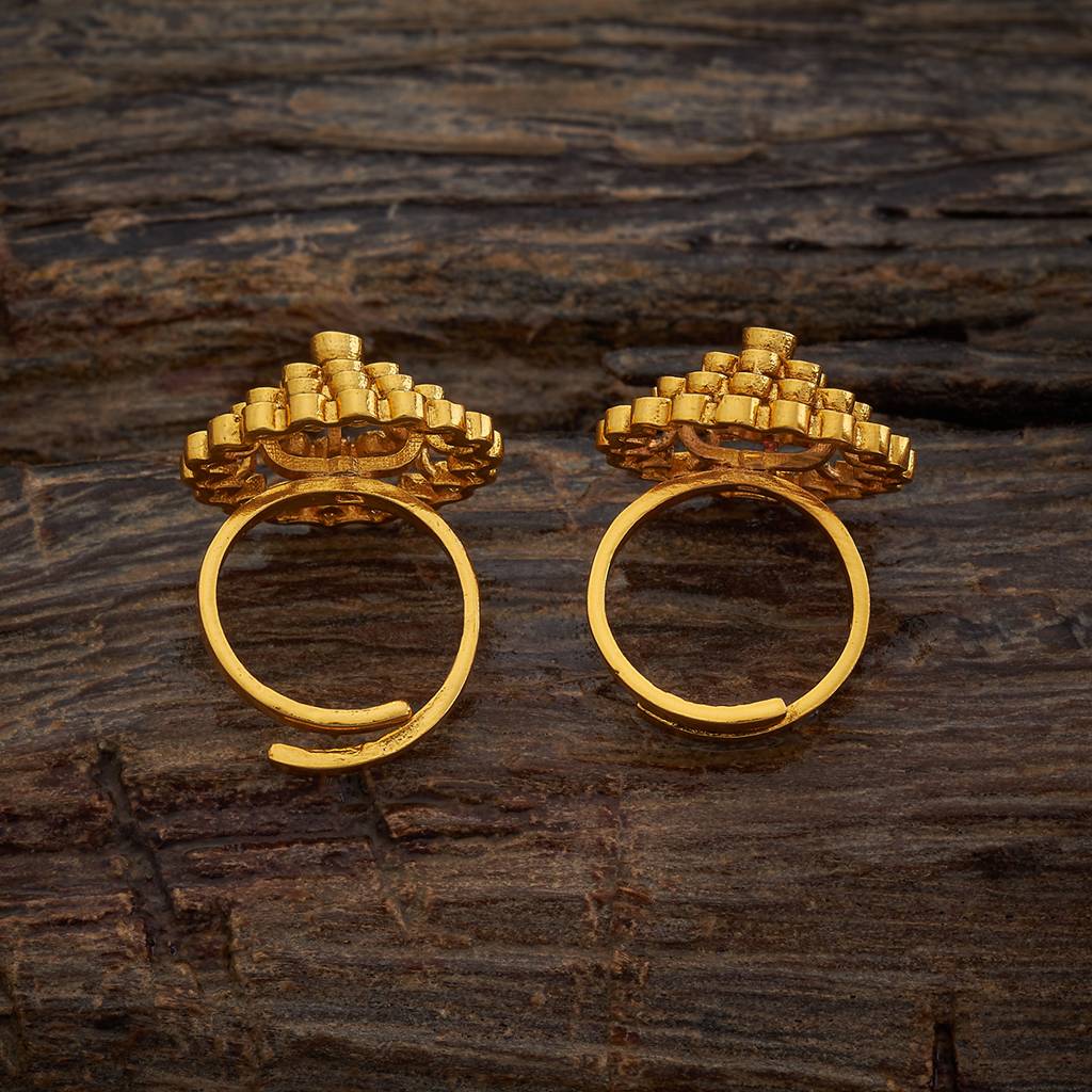 Kushal'S Fashion Jewellery Gold-Plated Ruby Studded Toe Rings : 416686