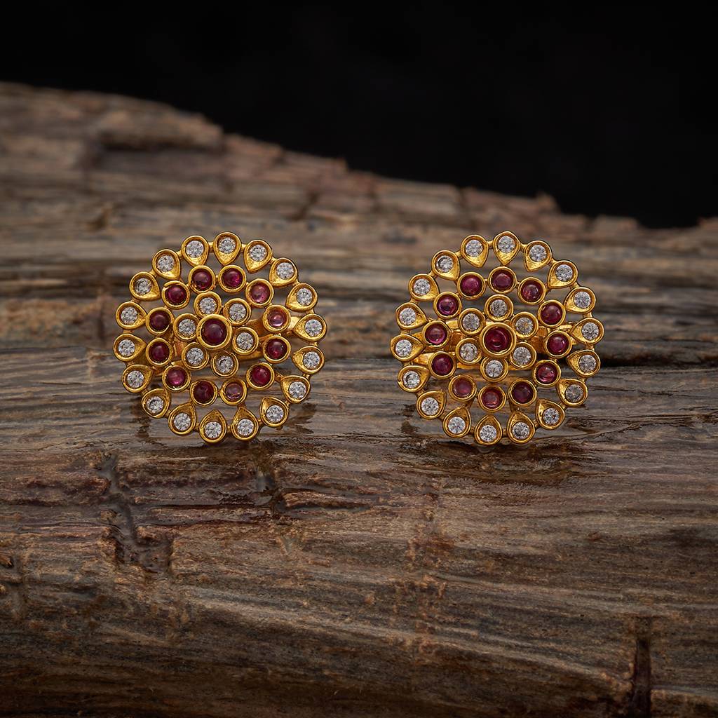 Kushal'S Fashion Jewellery Gold-Plated Ruby Studded Toe Rings : 416686