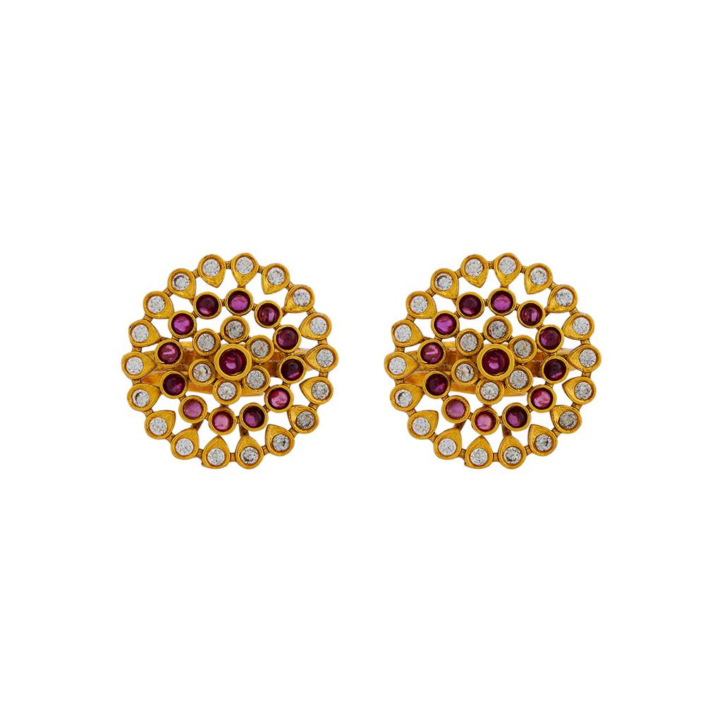 Kushal'S Fashion Jewellery Gold-Plated Ruby Studded Toe Rings : 416686