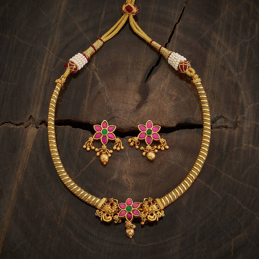 Kushal'S Fashion Jewellery Gold Plated Artificial Stones Studded Jewellery Set : 416892