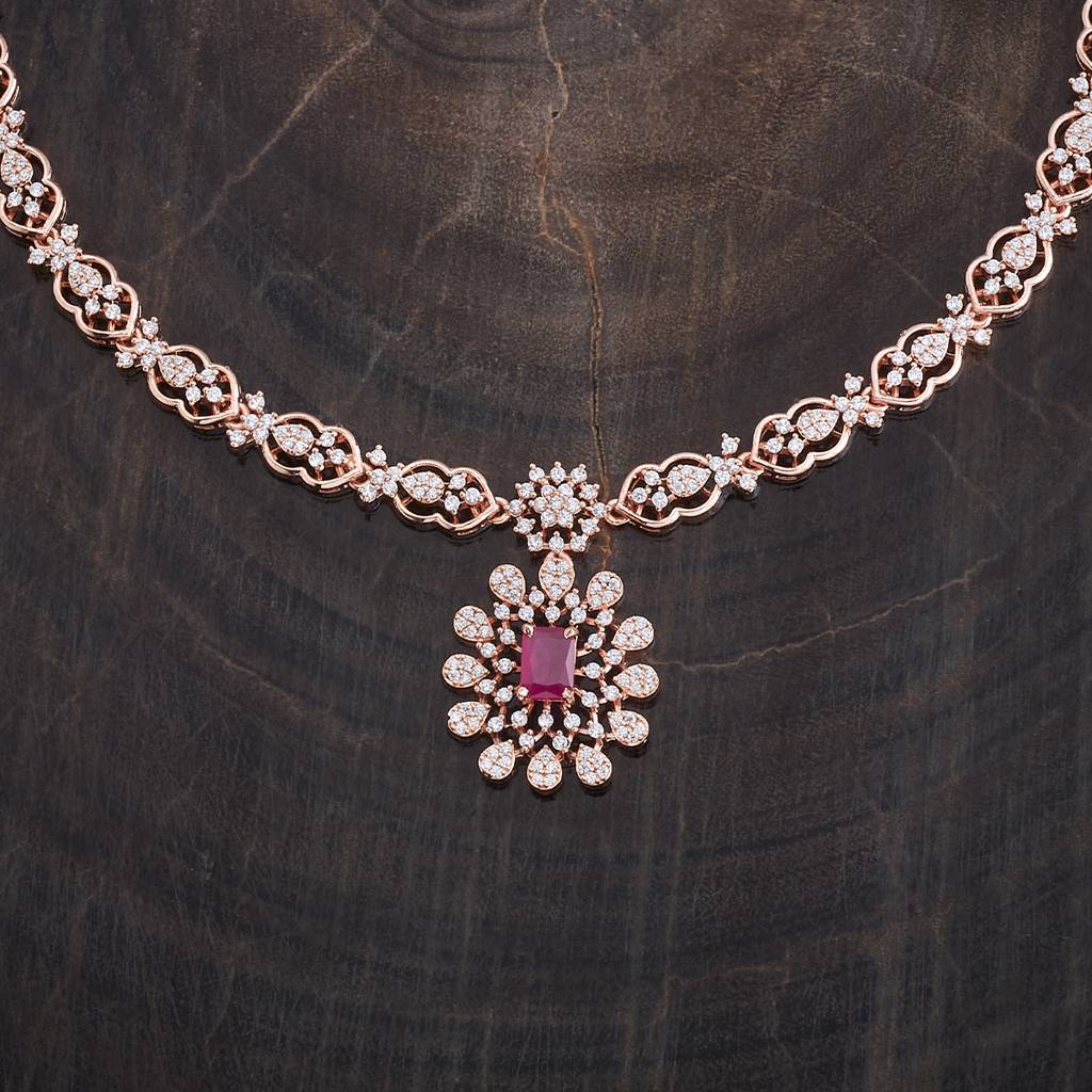 Kushal'S Fashion Jewellery Ruby Rose Gold-Plated Party Zircon Jewellery Set : 417072