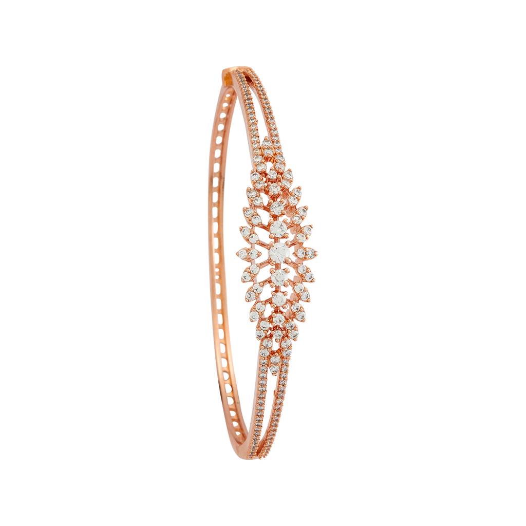 Kushal'S Fashion Jewellery White Rose Gold-Plated Party Zircon Kada - 417182 : 417182