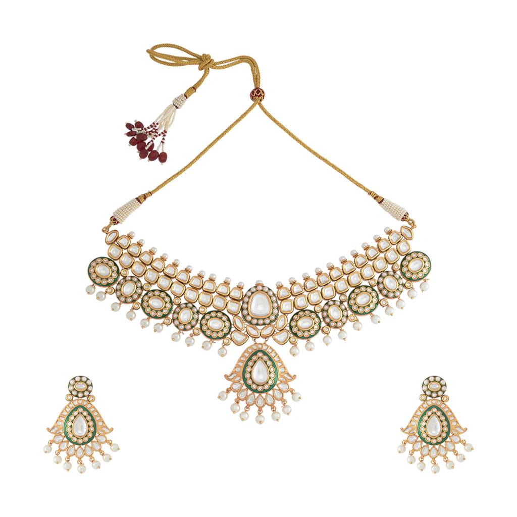 Kushal'S Fashion Jewellery White Party Kundan Jewellery Set - 417336 : 417336