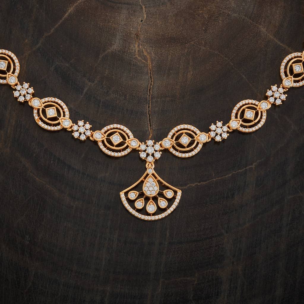 Kushal'S Fashion Jewellery Gold-Plated Cubic Zirconia Stone-Studded Jewellery Set : 417493