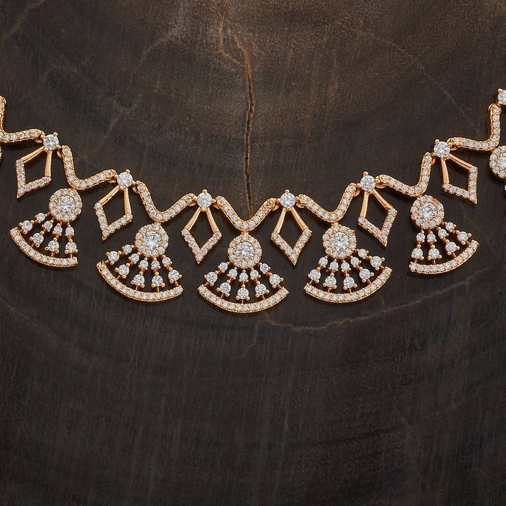 Kushal'S Fashion Jewellery Gold-Plated Cubic Zirconia-Studded Jewellery Set - 417496 : 417496