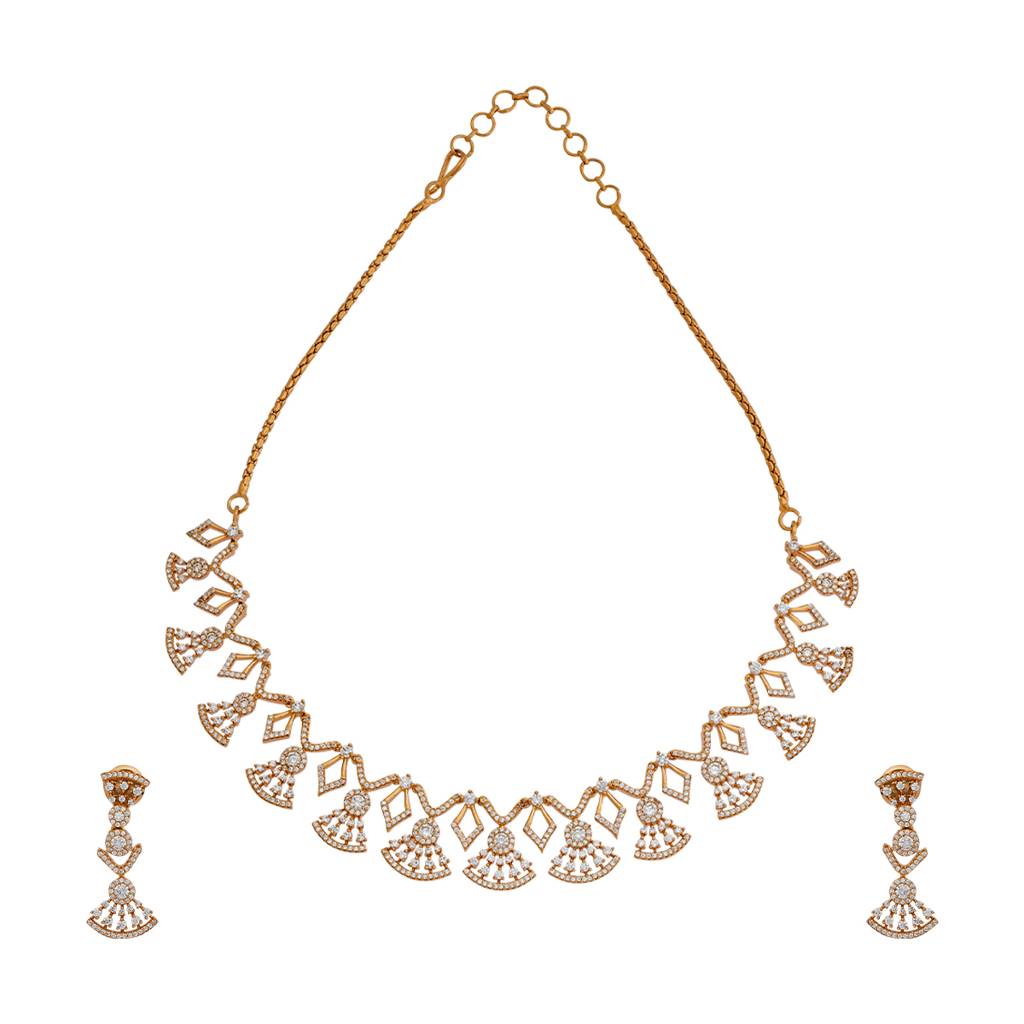 Kushal'S Fashion Jewellery Gold-Plated Cubic Zirconia-Studded Jewellery Set - 417496 : 417496