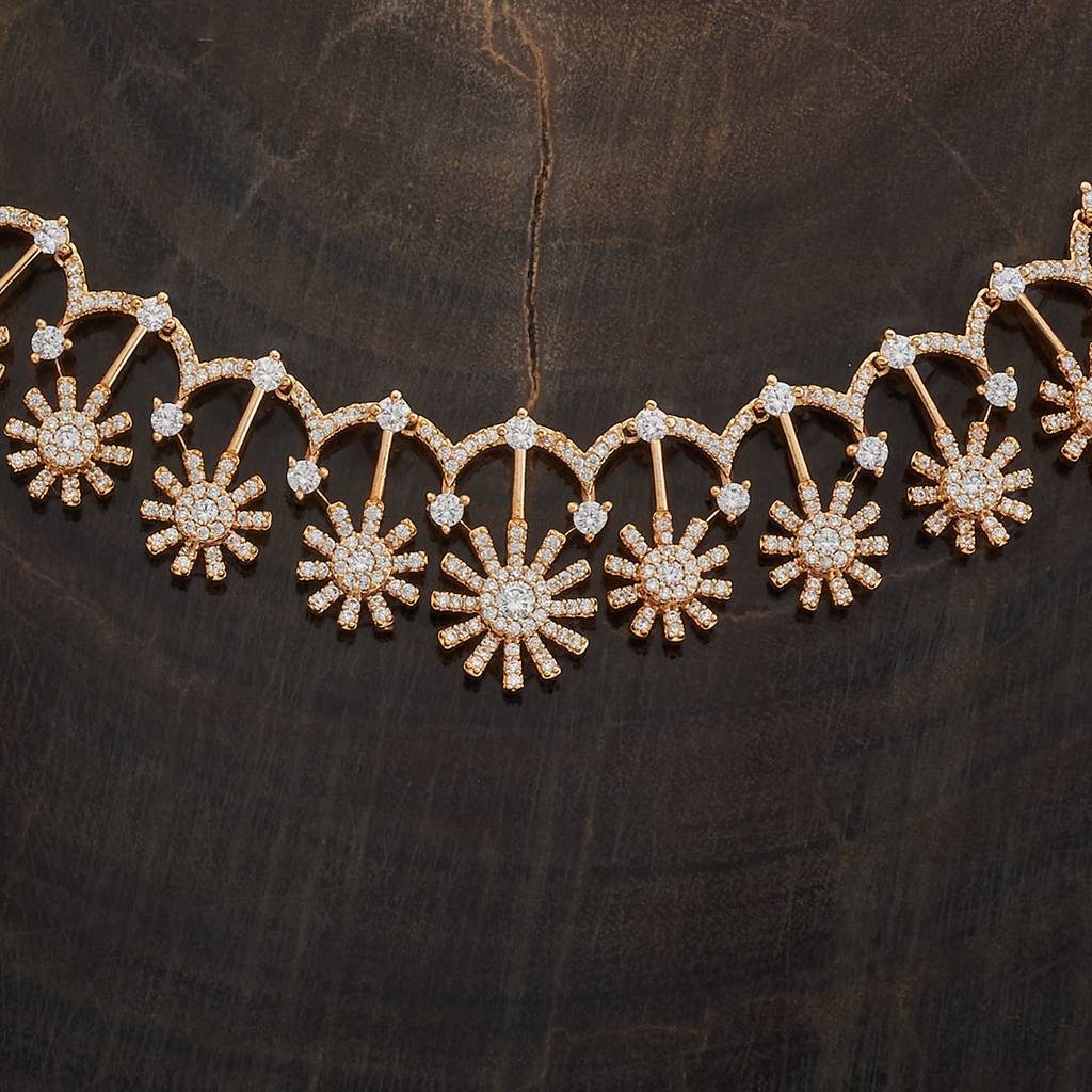 Kushal'S Fashion Jewellery Gold-Plated Cz Stones Studded Jewellery Set : 417501