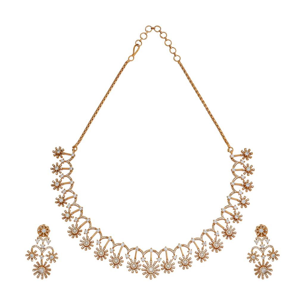 Kushal'S Fashion Jewellery Gold-Plated Cz Stones Studded Jewellery Set : 417501