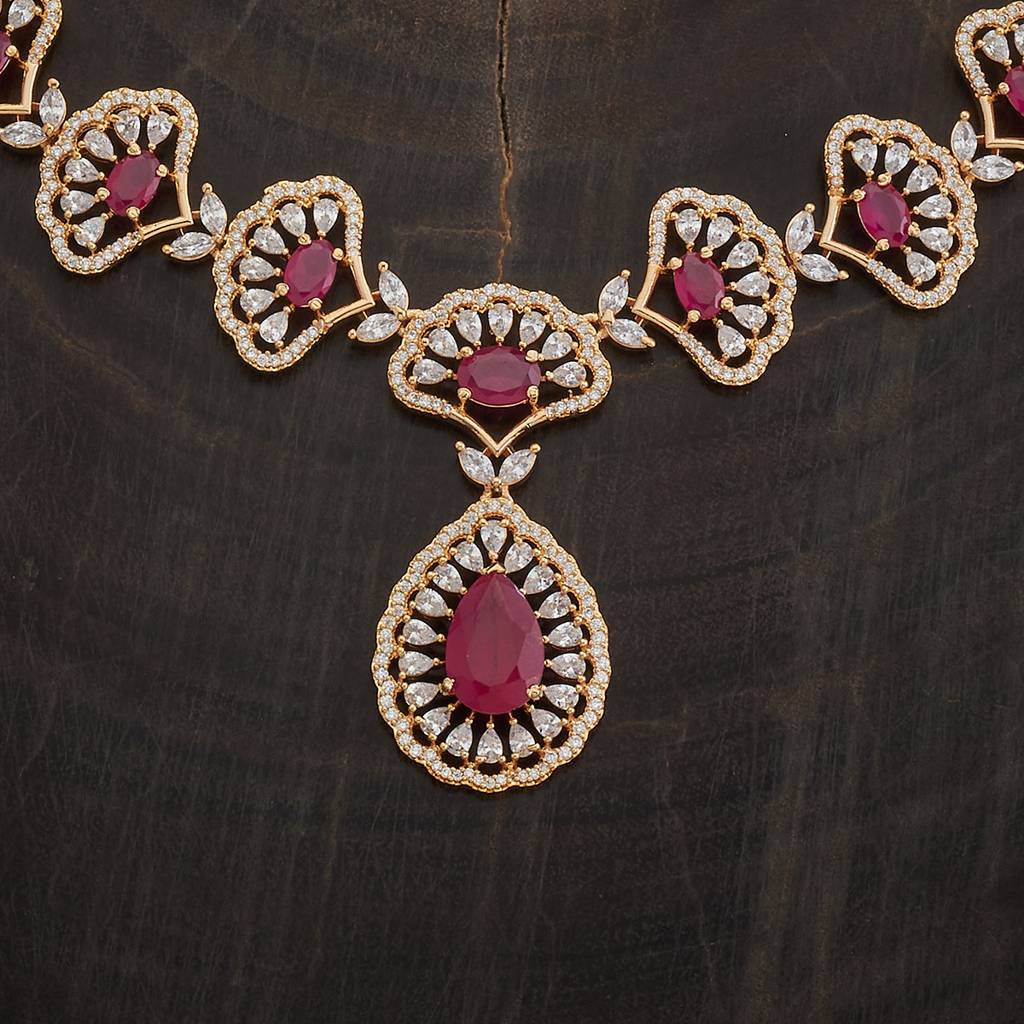 Kushal'S Fashion Jewellery Gold-Plated Cubic Zirconia Studded Jewellery Set - 417502 : 417502