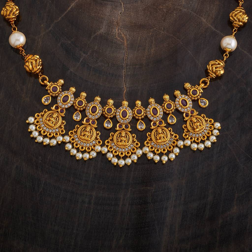 Kushal'S Fashion Jewellery Gold Plated Artificial Stones And Beads Antique Jewellery Set : 418248