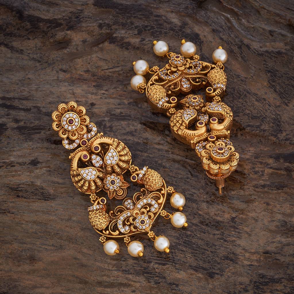 Kushal'S Fashion Jewellery Ruby Gold-Plated Ethnic Antique Earring - 418318 : 418318