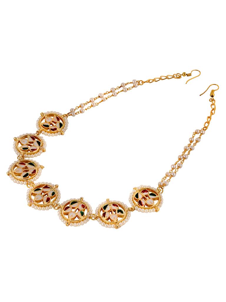 Gold Plated Kundan Studded Matha Patti : SJMP1748