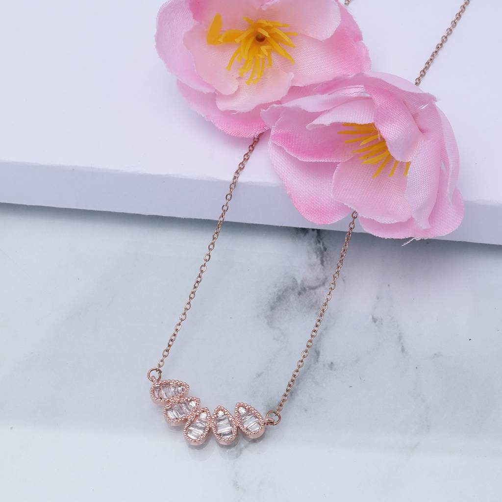 Sleek Drop Earrings (Rhodium) : RaindropCrystalRoseGoldNecklace