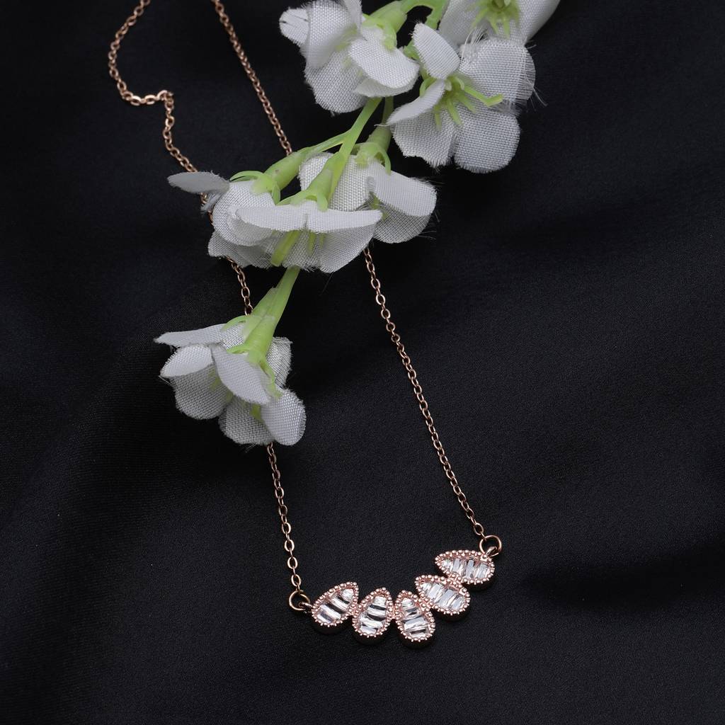 Sleek Drop Earrings (Rhodium) : RaindropCrystalRoseGoldNecklace