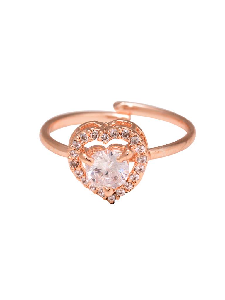 Rose Gold Toned Ad Studded Minimal Heart Shaped Necklace Jewellery Set Combo : SJNK1750