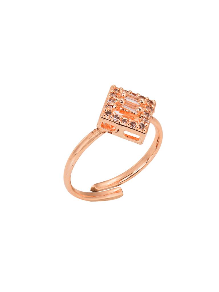 Rose Gold Plated Ad Embellished Square Shaped Jewellery Set Combo With Ring & Bracelet : SJNK1752