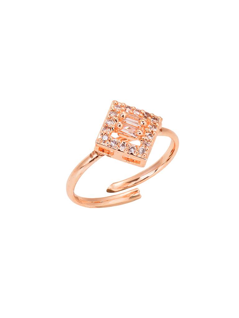 Rose Gold Plated Ad Embellished Square Shaped Jewellery Set Combo With Ring & Bracelet : SJNK1752