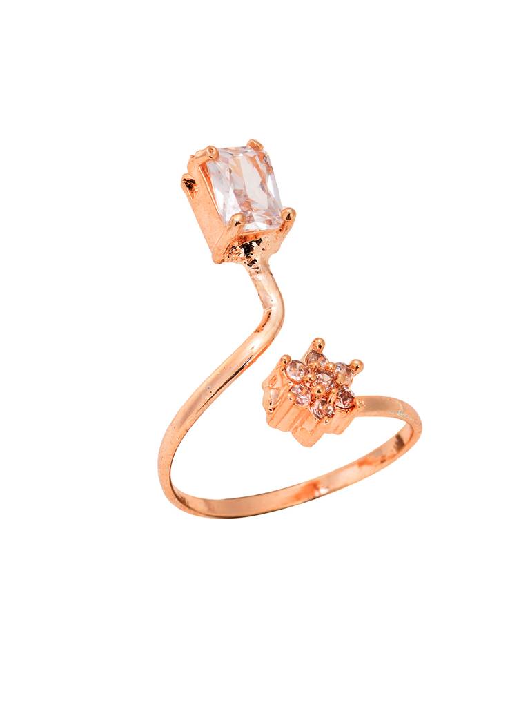 Rose Gold Plated Ad Studded Designer Jewellery Set Combo : SJNK1753